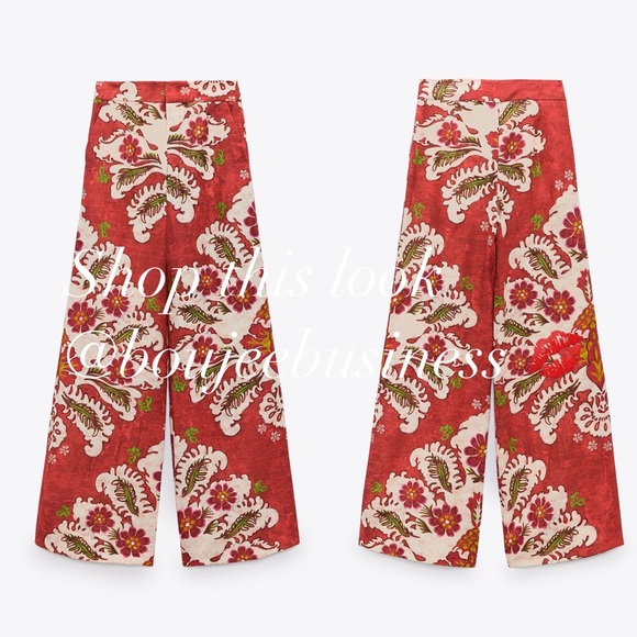 ZARA Linen Blend Printed Pants - Picture 7 of 7